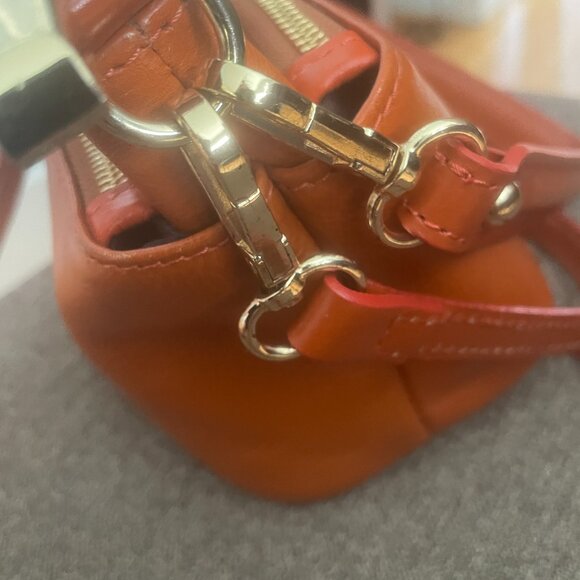 Divina Firenze Italy Orange Tan Genuine Leather Crossbody Shoulder Bag - Picture 6 of 11